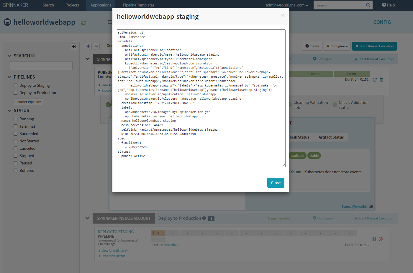 Spinnaker YAML Create & Execute