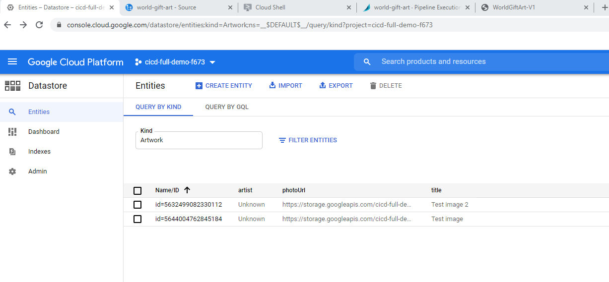 Persistent Images using Google Datastore