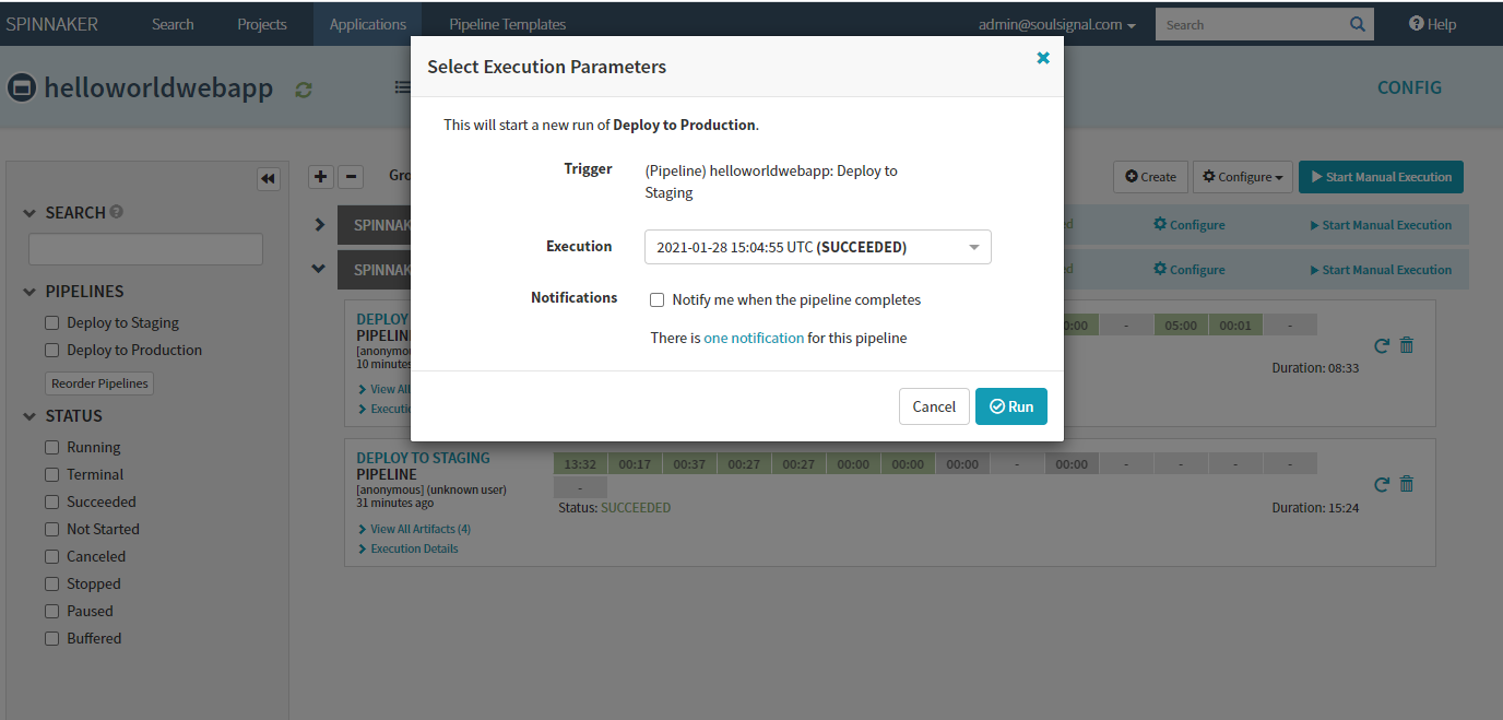 Spinnaker Rollback Prod